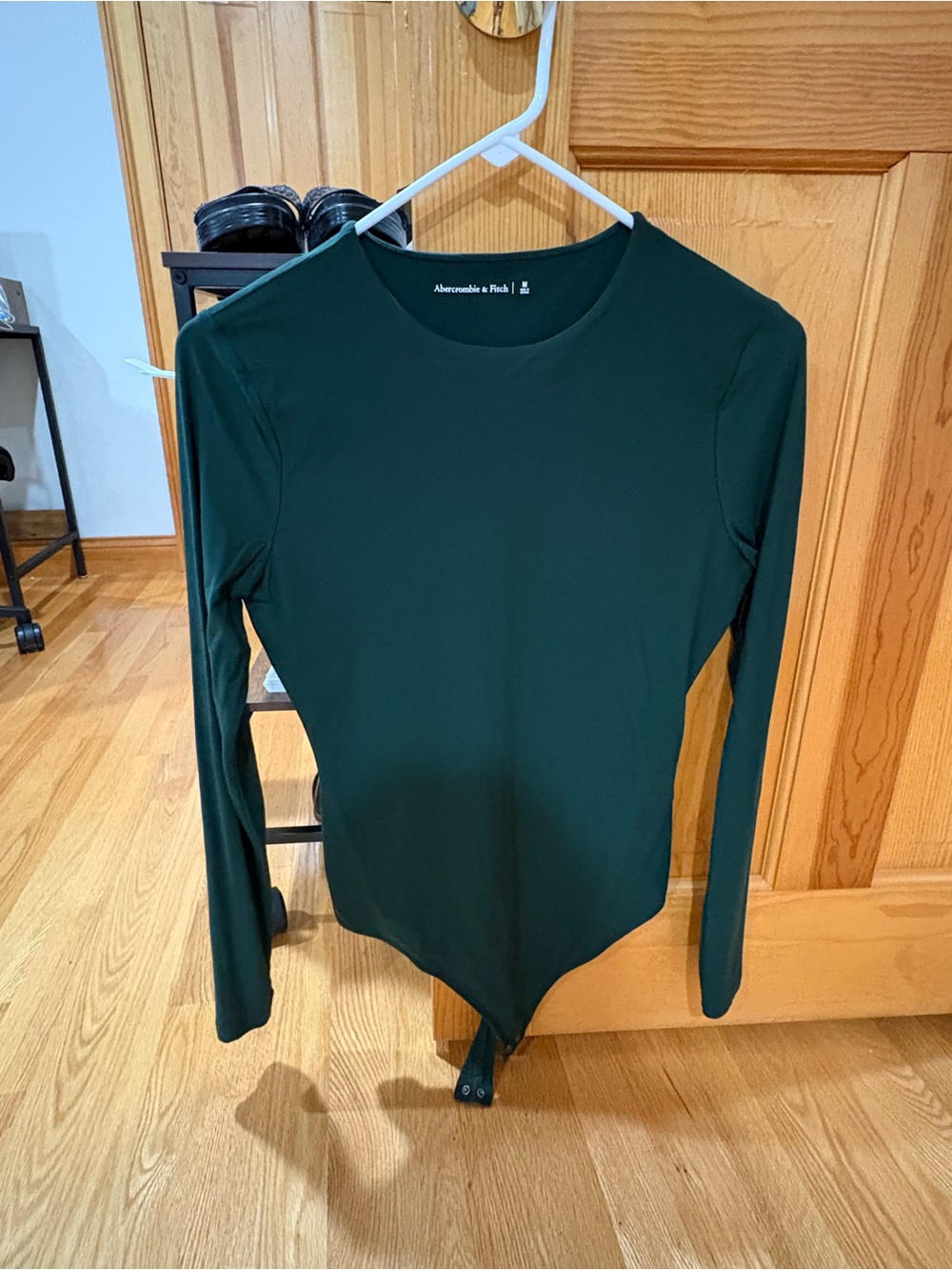 Abercrombie & Fitch Dark Green Long-Sleeve Crew Neck Bodysuit